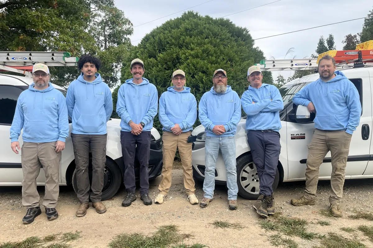 The WNC Climate Control team in front of their service vans in Weaverville, NC