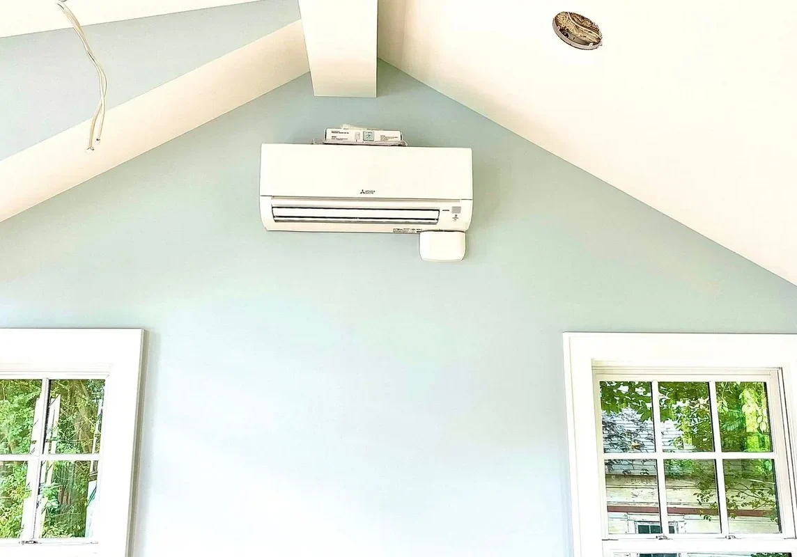 Ductless mini-split delivering clean indoor air in an Asheville NC home